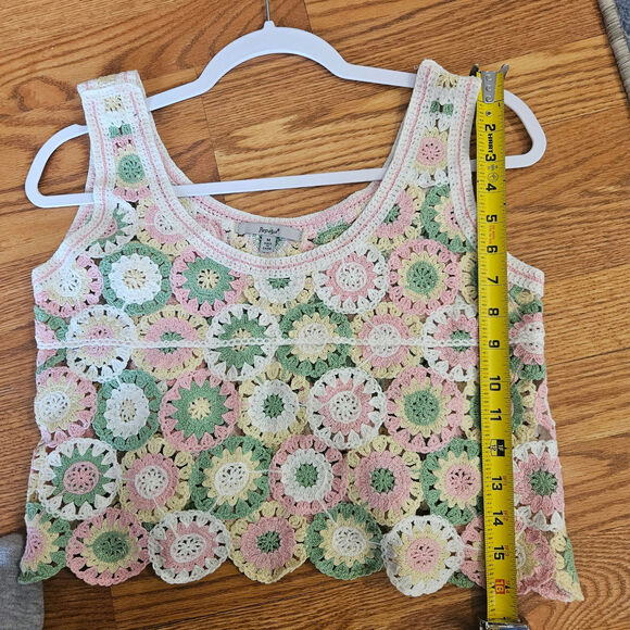 Papaya Crochet Granny Square Crop Tank Top Cottagecore Size Medium - Picture 5 of 6